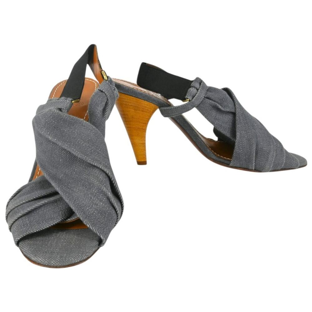 Lanvin Ete 2010 Gray Denim Crisscross Slingback Heels Size 39